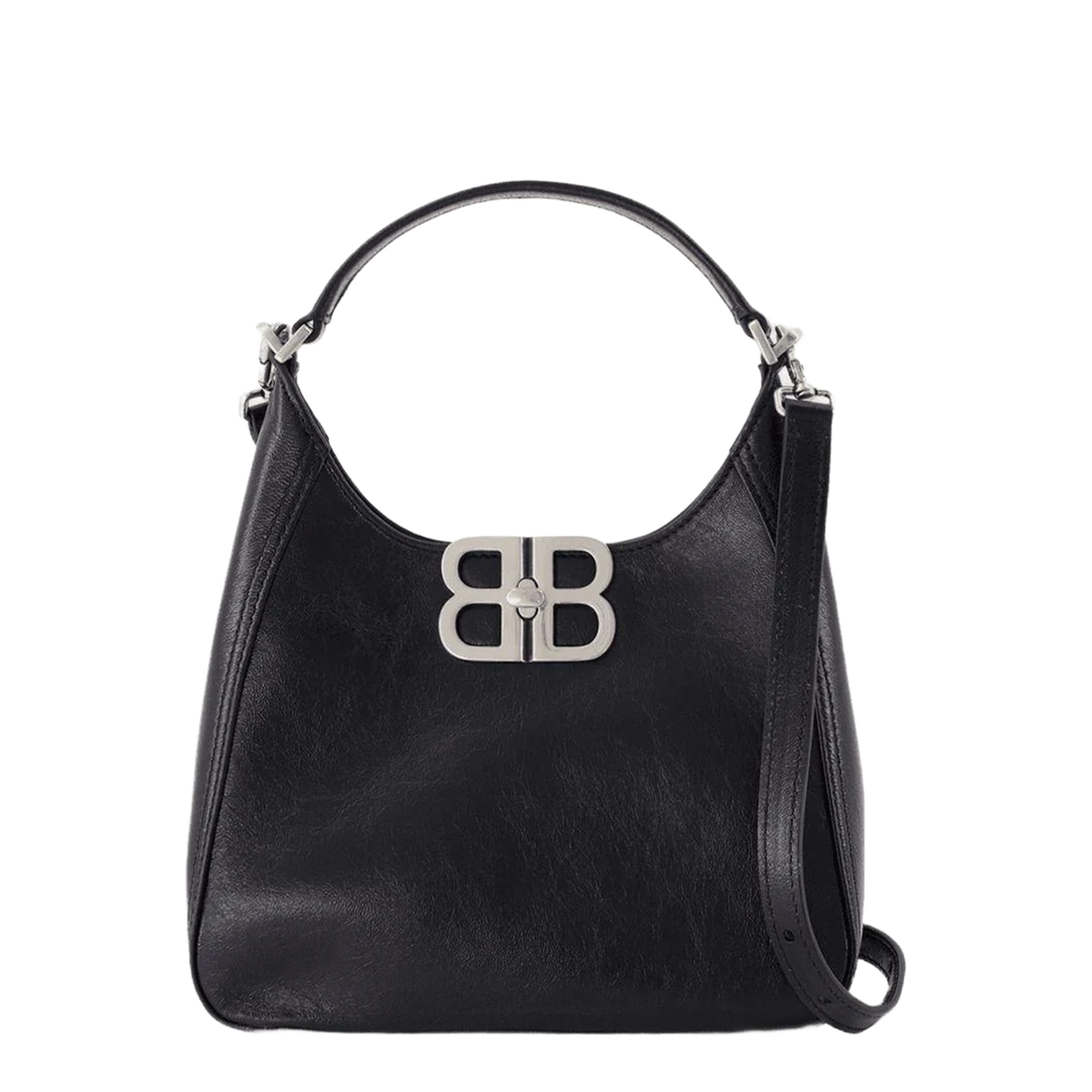 Black Leather BB Soft Bag
