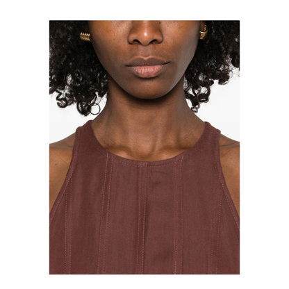 Sleeveless Panelled Midi Dress Brown