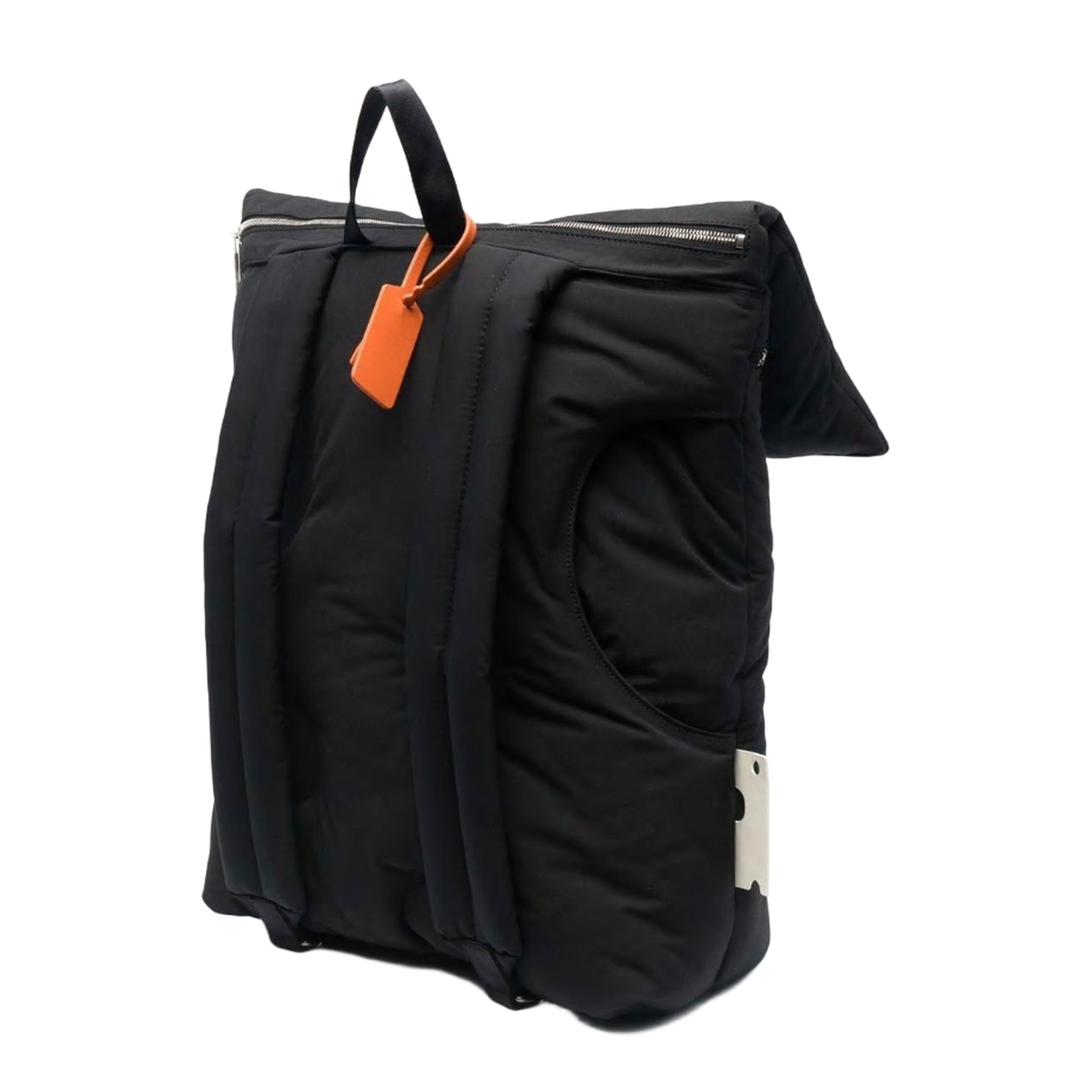Polyester Side Logo Suture Detail Zipper Pocket Black Backpack