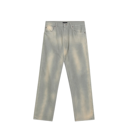 Light Blue Corduroy Trousers with Washed Effect