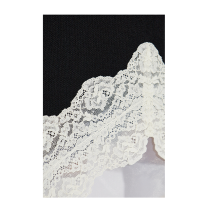 Organza Lace Wool Skirt - Black