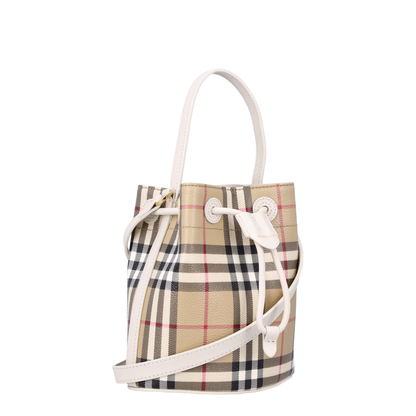 Mini Check Mini Coated Cotton-Blend Bucket Bag - Archive Beige/Soap Beige