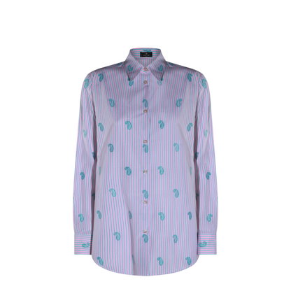 Striped Fil Coupé Paisley Cotton Jacquard Shirt - Pink