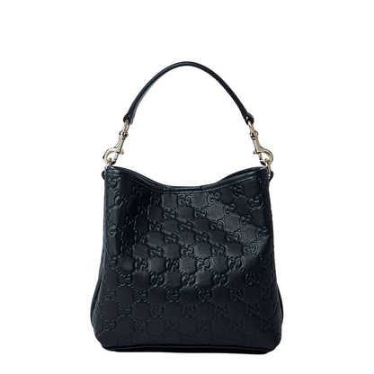 GG Emblem Small Leather Bucket Bags - Black