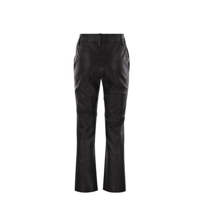 Stretch Nappa Leather Square Cigarette Trousers with Jewellery