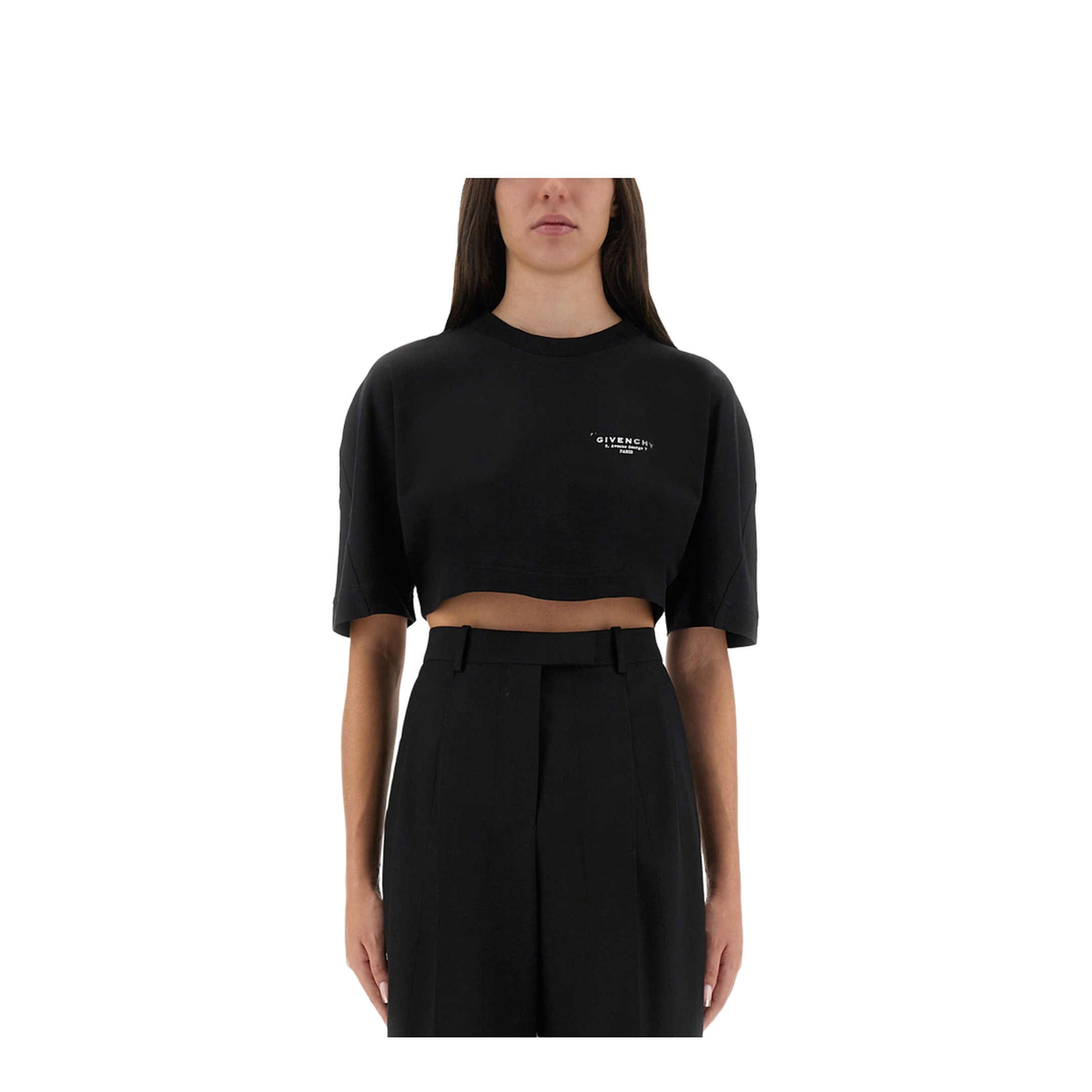 Cropped T-Shirt with Logo Print