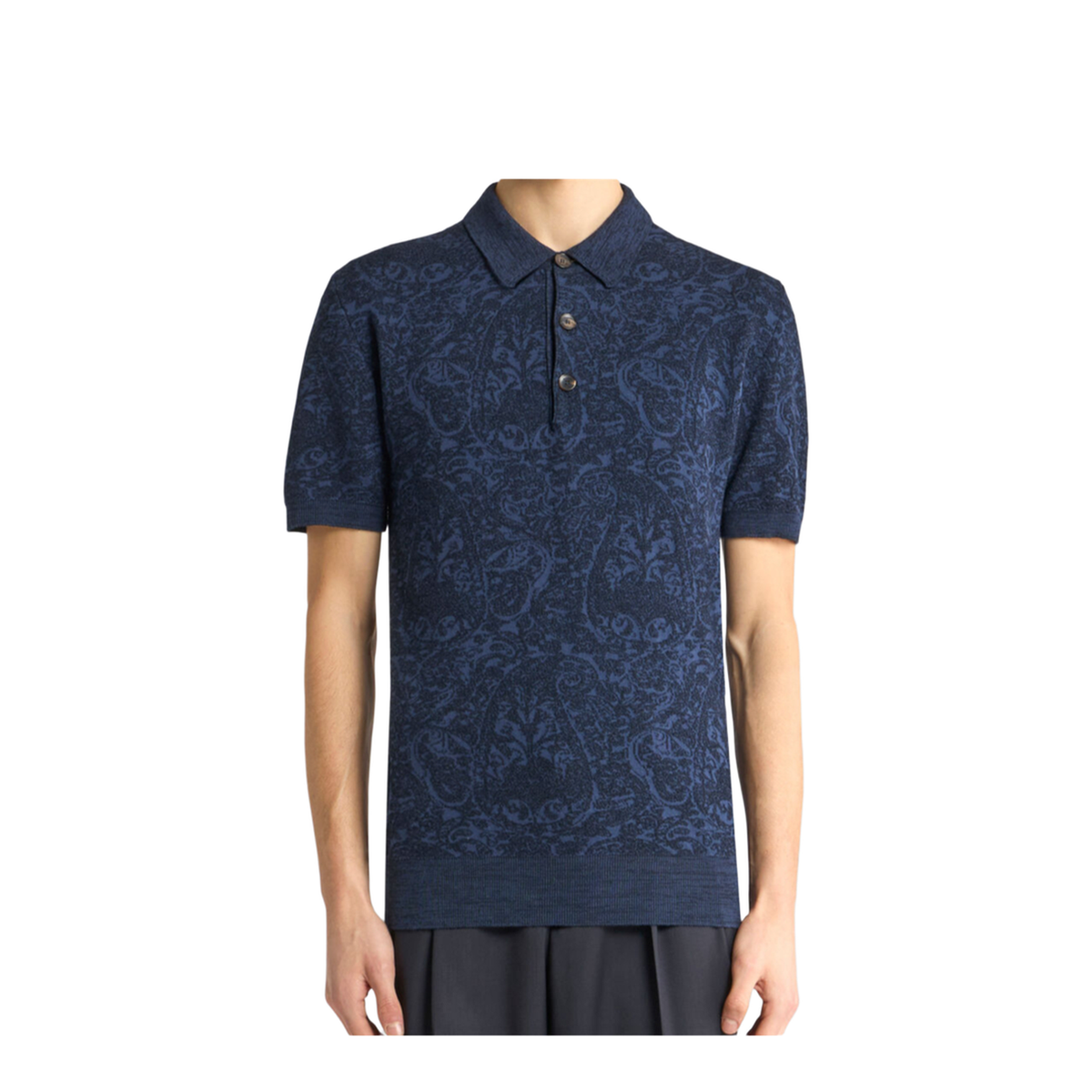 Cotton and Wool-Blend Jacquard Polo