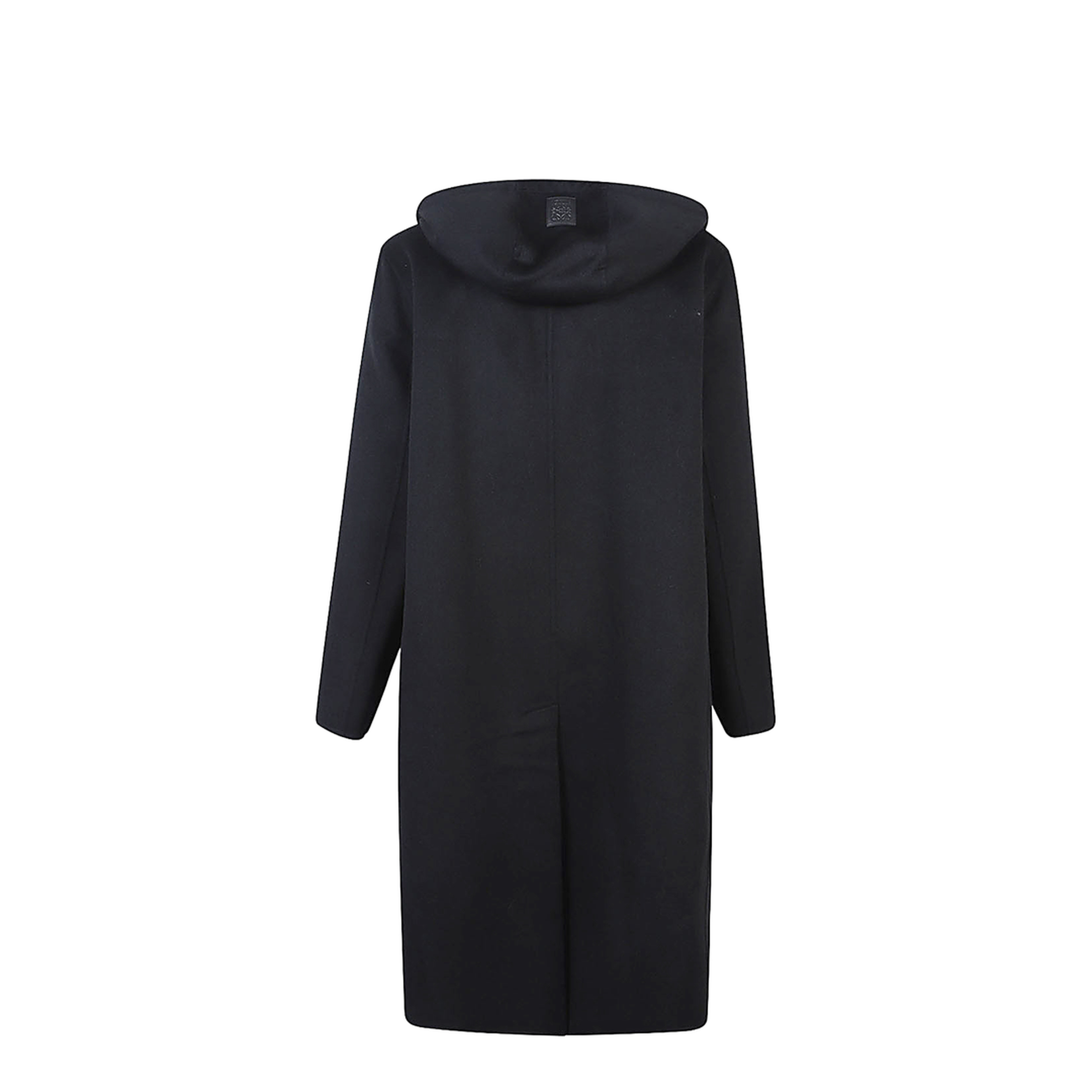 Black Wool And Cashmere Blend Hooded Coat