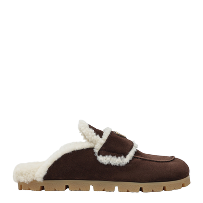 MAYFEYR - Prada - Brown Suede And Shearling Clogs - 1R129OZF20JFTF0003