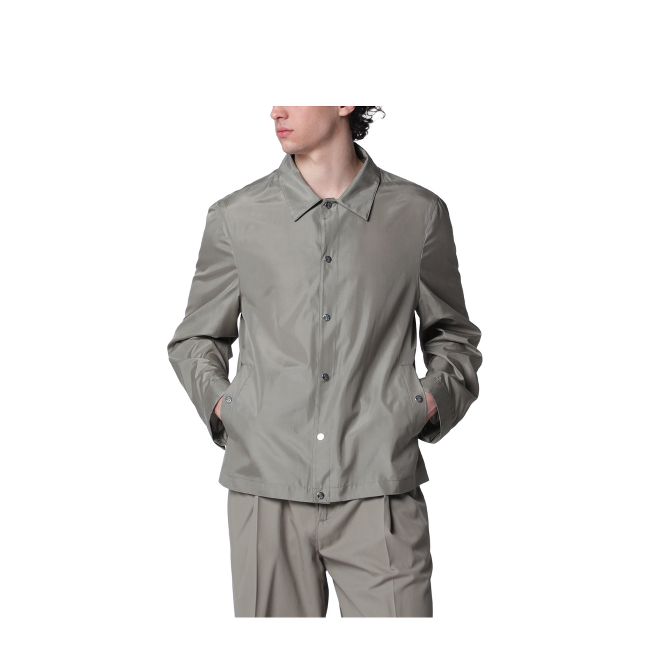 Unlined Jacket In Khaki Membrane Silk