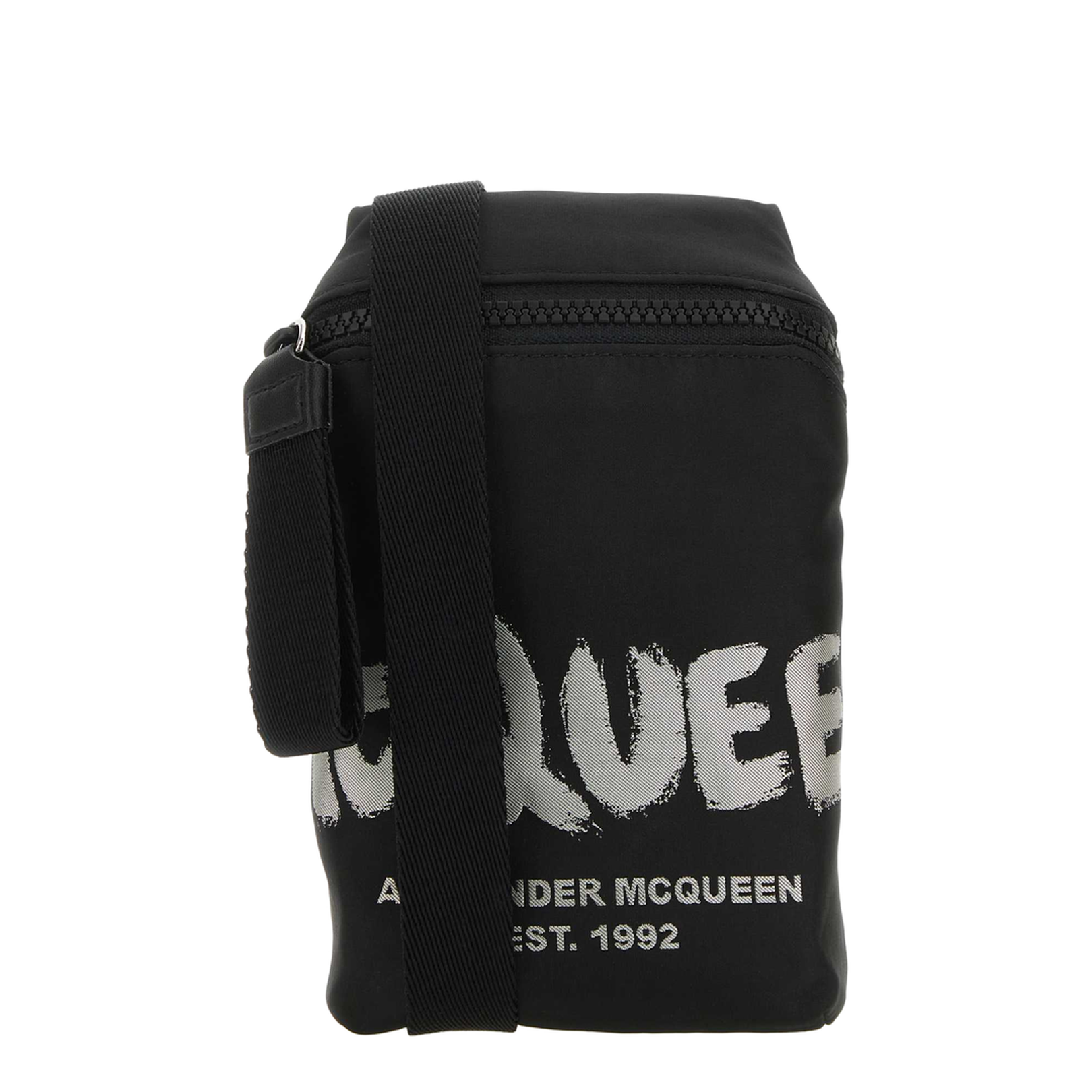 Black Fabric Graffiti Crossbody Bag