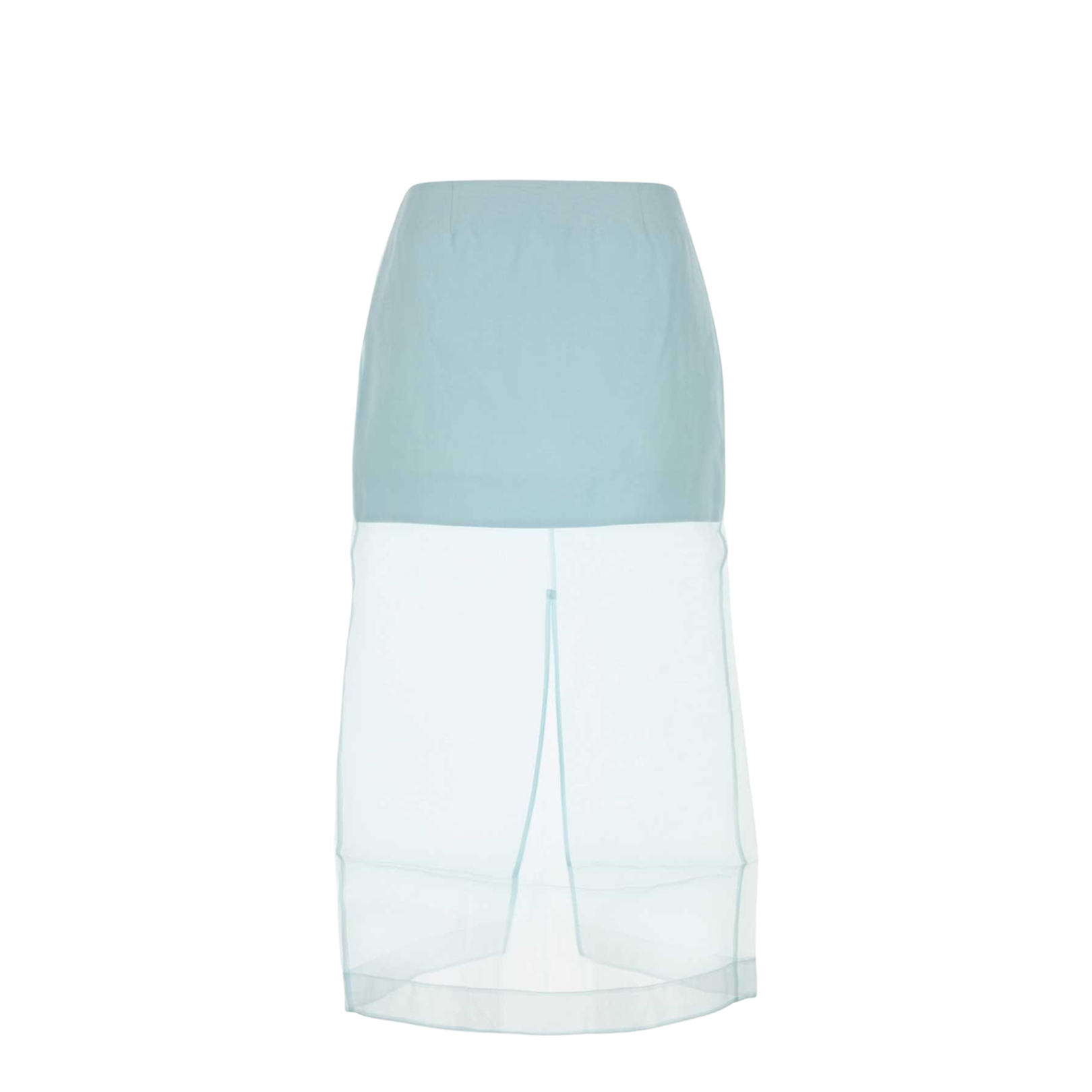 Pastel Light Blue Organza Crush Layered Skirt