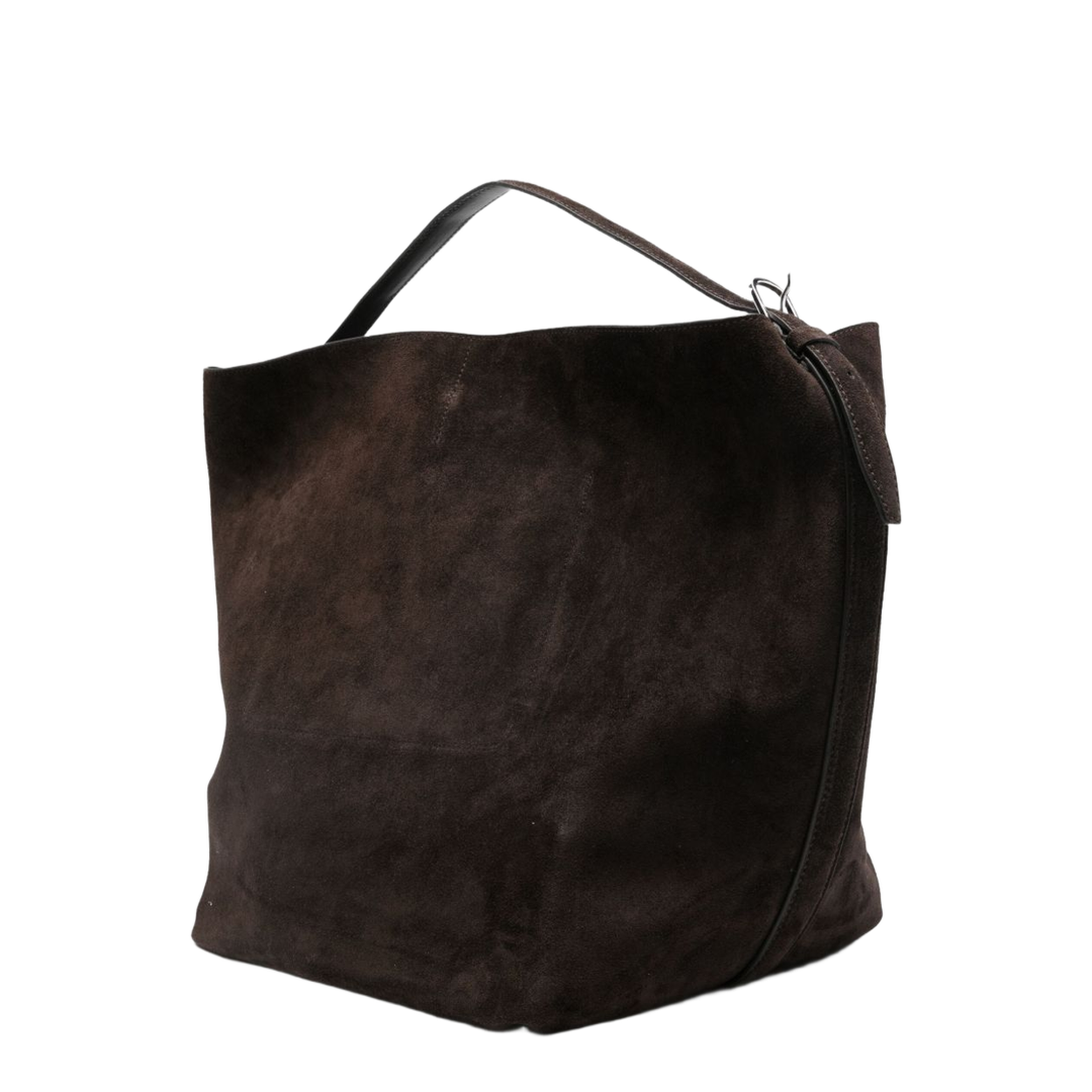 Belted Suede Tote - Brown