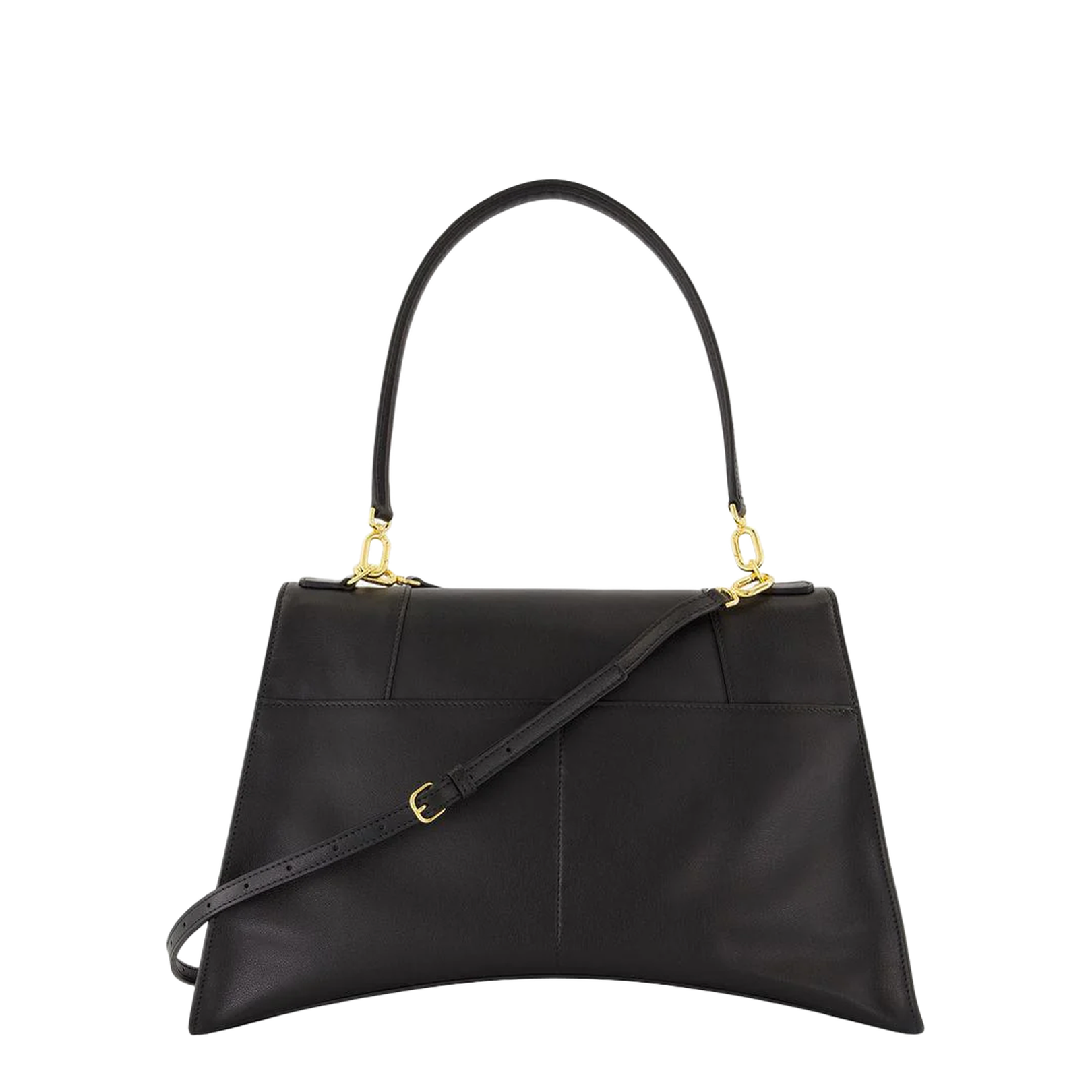 Black Leather Hourglass Shoulder Bag