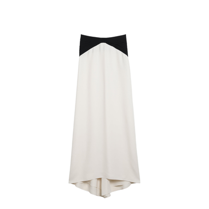 Long Silk Skirt in Vanilla/Black