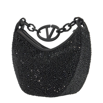 Embellished Leather Hobo VLogo Moon Handbag
