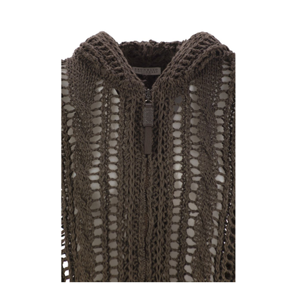 Cable & Mesh Jute And Cotton Cardigan