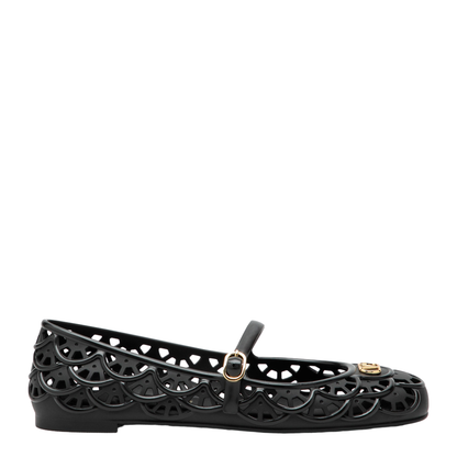 MAYFEYR - Valentino - Black Vlogo Signature Rubber Ballet Flats - 9W2S0PV9RMC0NO