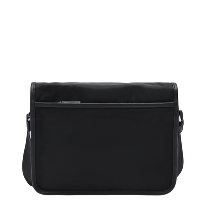 Black Shoulder Bag in Re-Nylon and Saffiano Leather