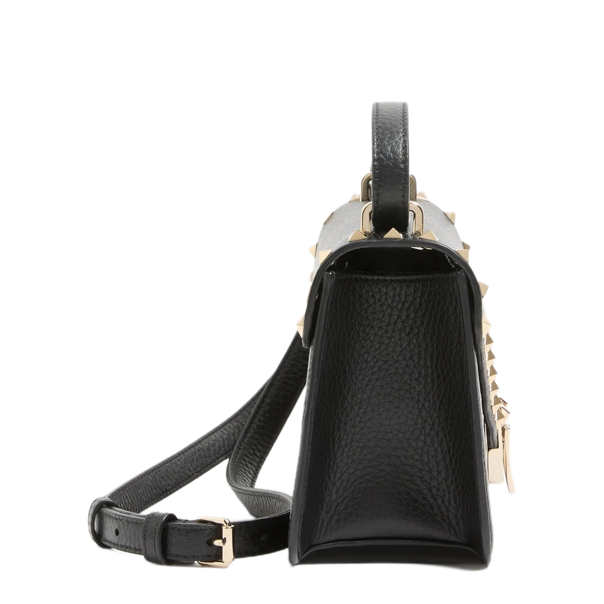 Rockstud Small Calfskin Shoulder Bag - Black