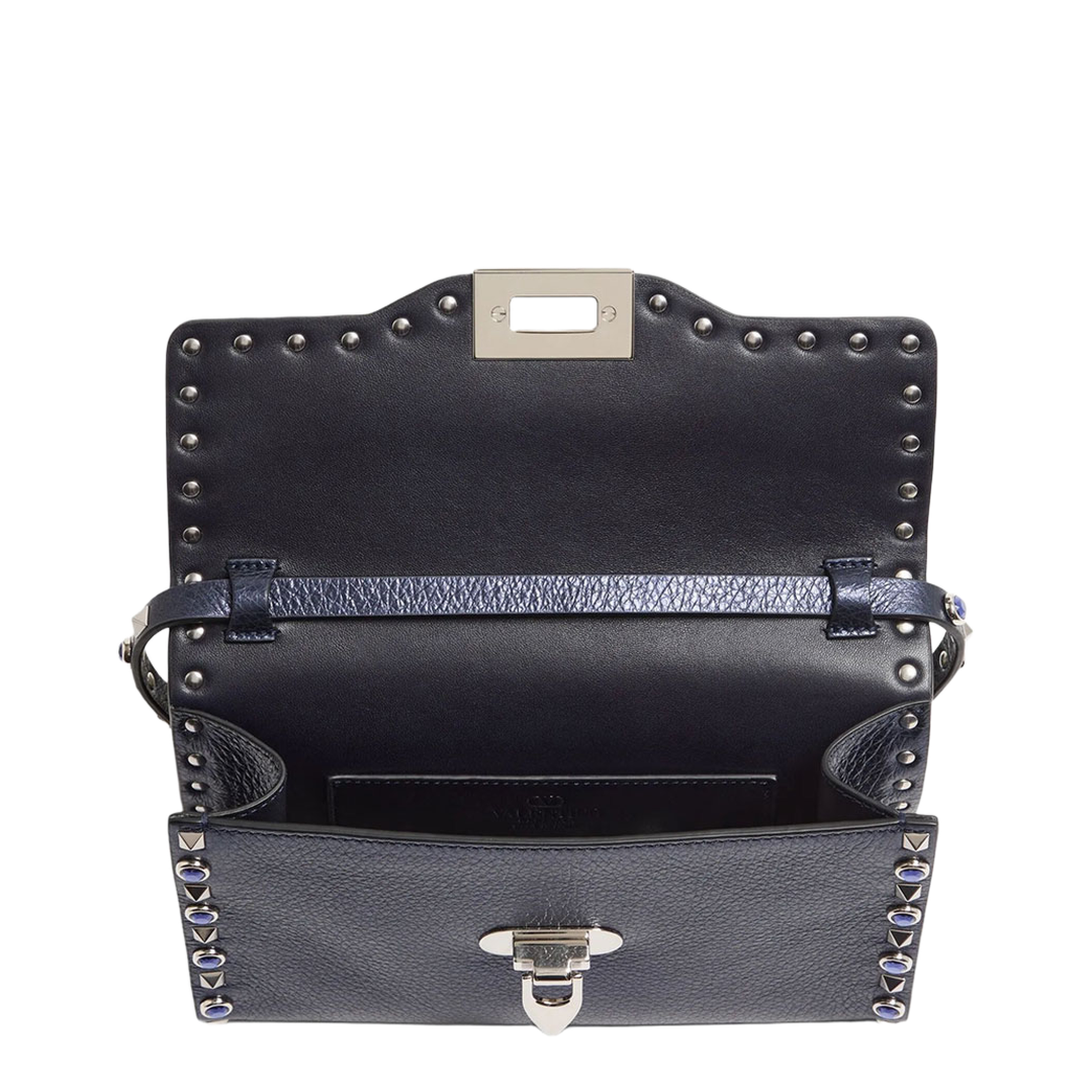 MAYFEYR - Valentino - Rockstud Small Shoulder Bag In Laminated Leather With Cabochon Stones - WB0181PAX