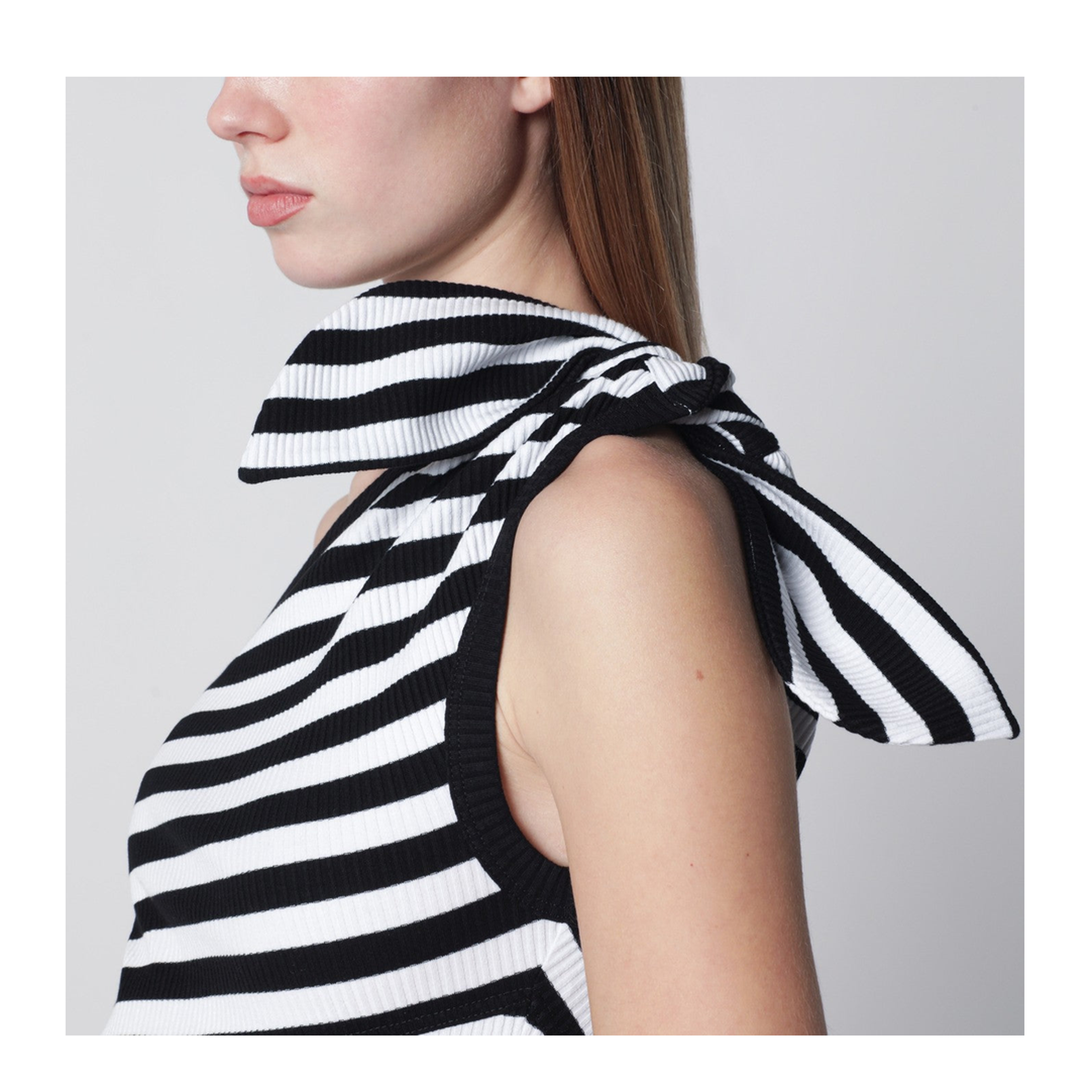 Black and White Striped One-Shoulder Mini Dress