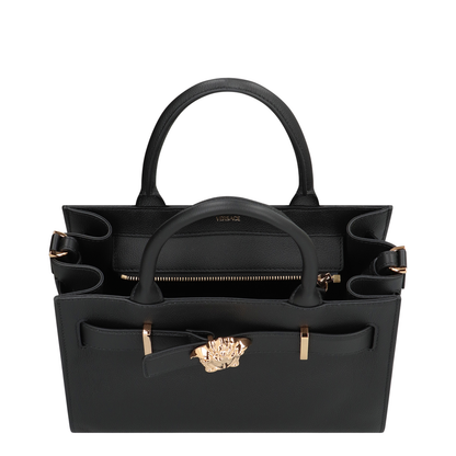 Medusa Black Leather Hand Bag