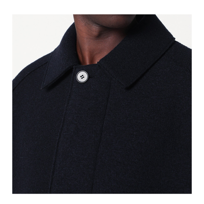 MAYFEYR - Harris Wharf London - Navy Blue Single Breasted Wool Coat - CA9250MLC358