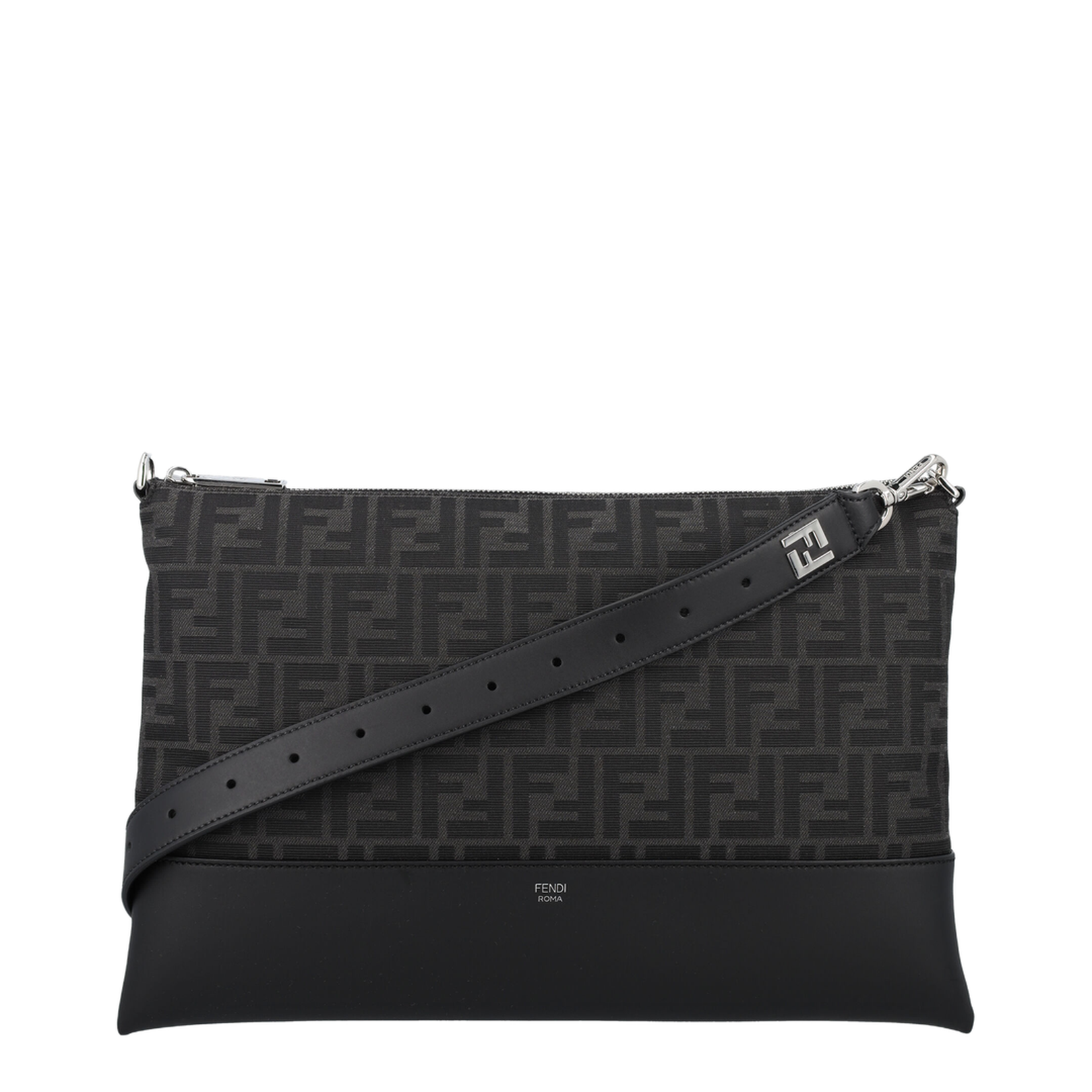 Diagonal Medium Leather Crossbody Bags - Black