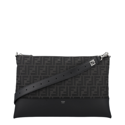 Diagonal Medium Leather Crossbody Bags - Black