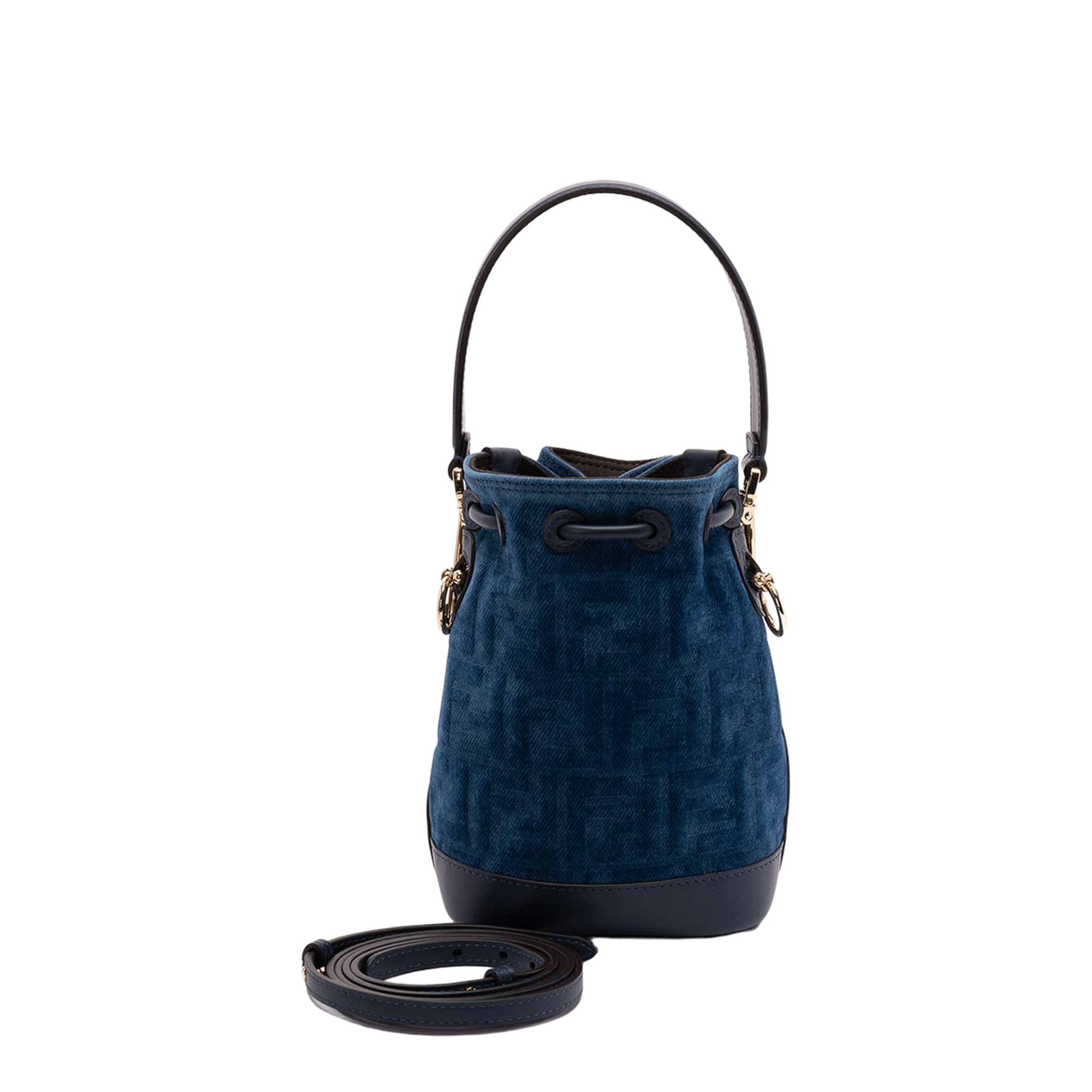 Mon Tresor FF Flocked Denim Crossbody Bag