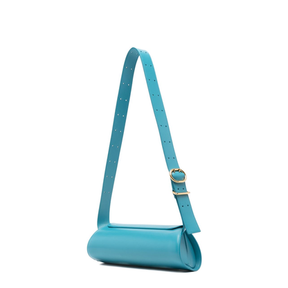 Cannolo Small Calf Leather Shoulder Bag - Light Blue