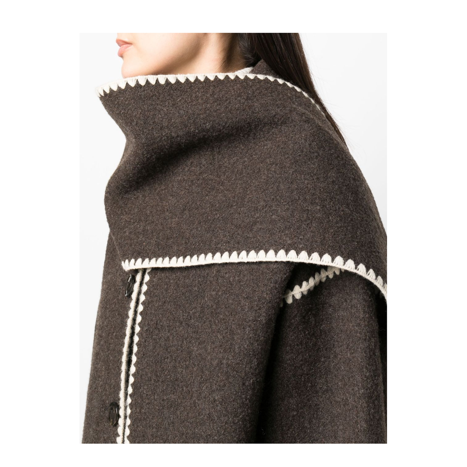 Embroidered Scarf Jacket in Wool Blend