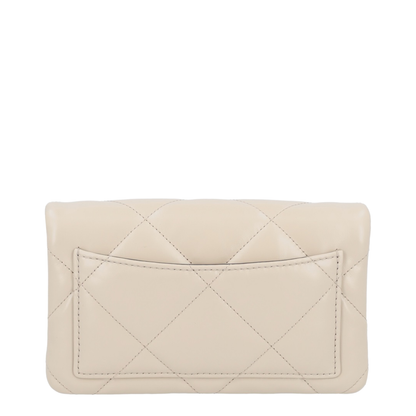 Kira Diamond Quilt Clover Medium Leather Chain Wallet - Light Stone