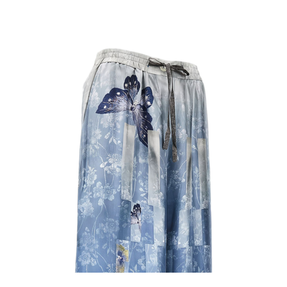 MAYFEYR - Pierre Louis Mascia - Light Blue Printed Silk Trousers - ALOESPT11094518116101