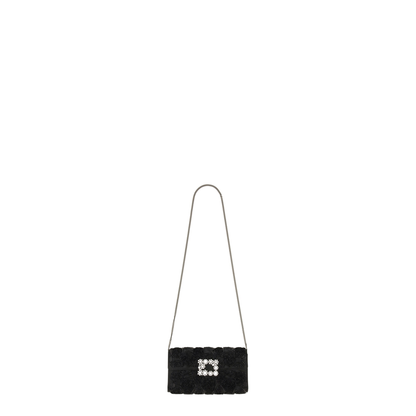 Satin Bag with Crystal Buckle and Rose Detail