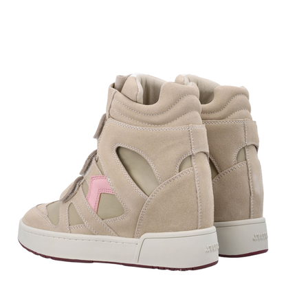 Bekett wedge sneakers in beige/pink suede