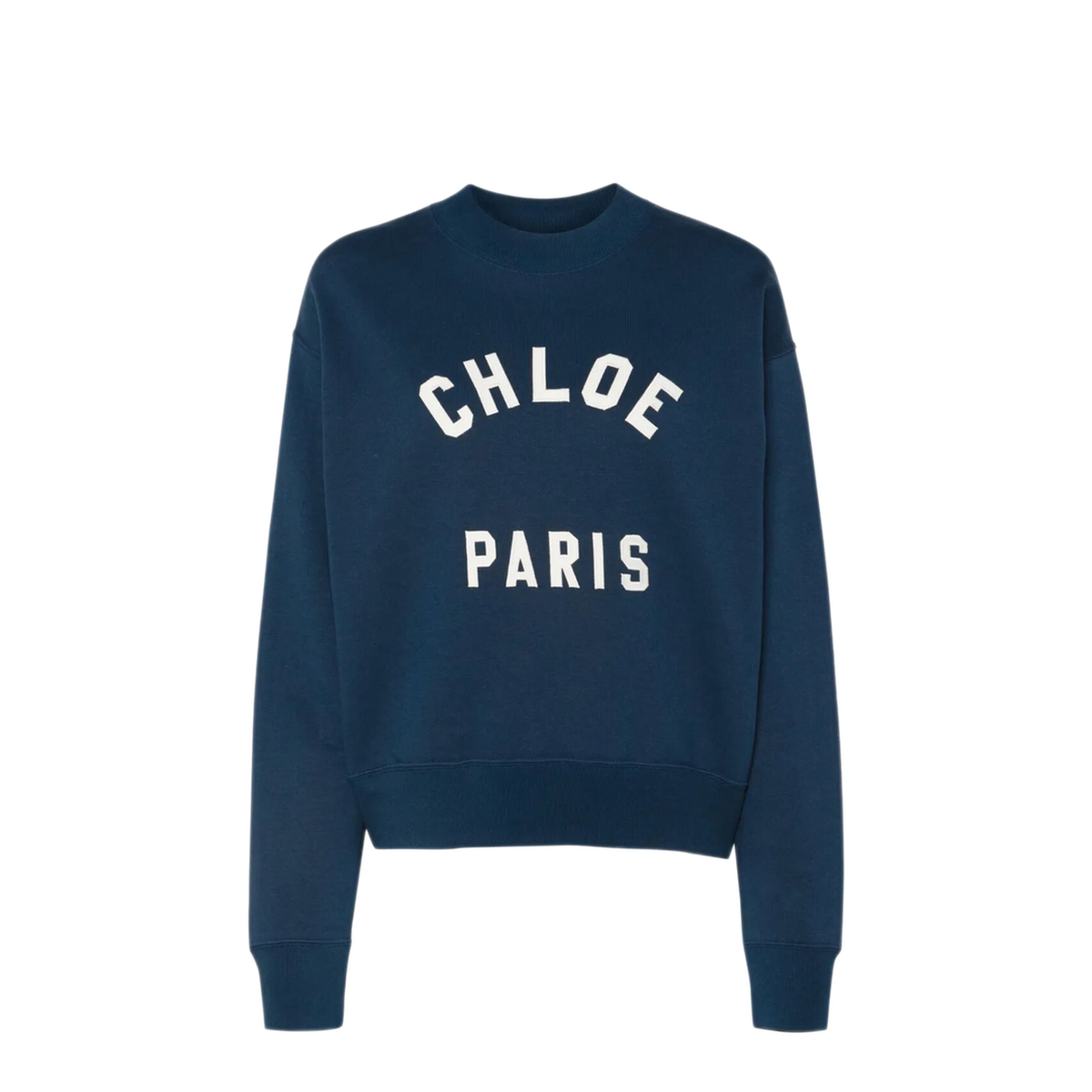 Mock-neck logo sweater in cotton fleece