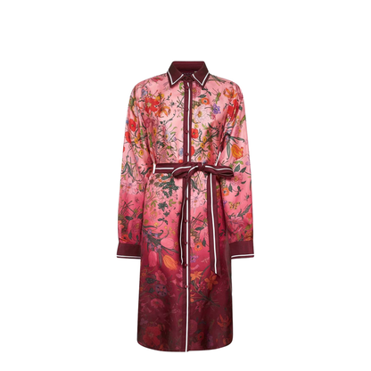 Printed Silk Twill Shirt Dress
