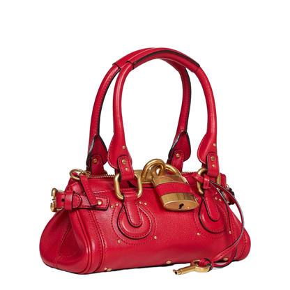 Paddington Small Grained Buffalo Leather Shoulder Bag - Tulip Red