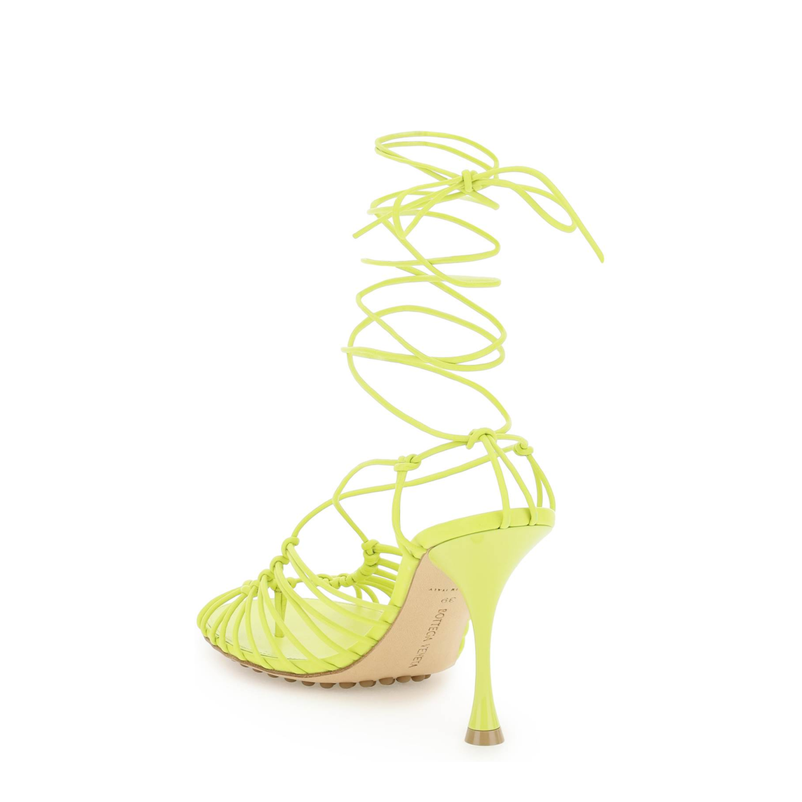 Acid Green Nappa Leather Dot Sandals