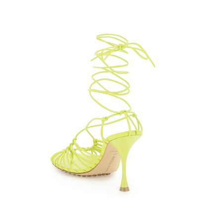 Acid Green Nappa Leather Dot Sandals