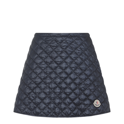 Diamond-Quilted Mini Skirt Navy Blue