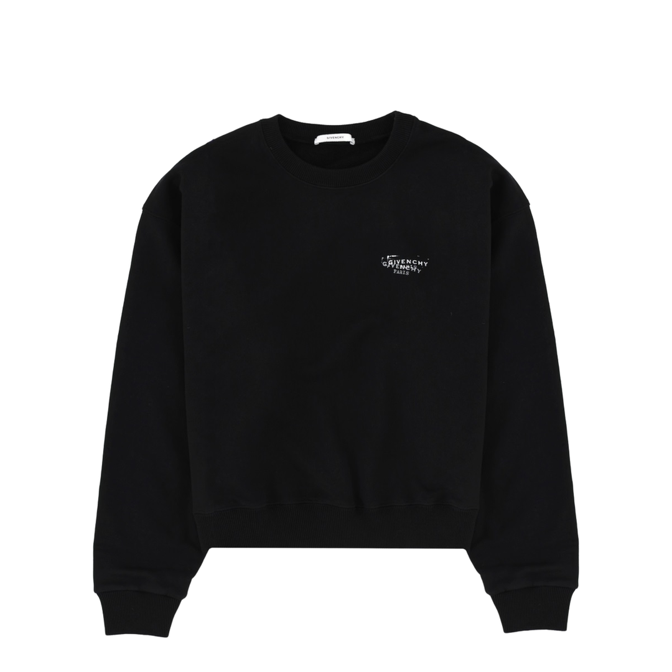 Black Brushed Cotton Sweatshirt with Logo