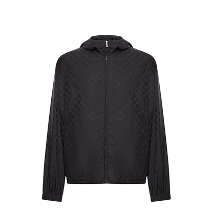 GG Nylon Jacquard Zip Jacket in Black