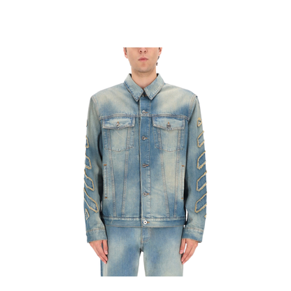 Diagonal Raw Patch Skate Denim Jacket