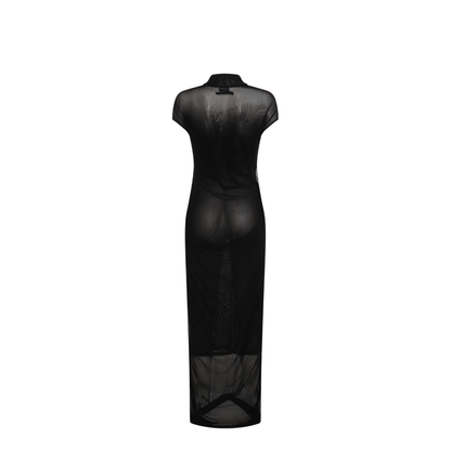 Mesh Dress with Flocked Logo