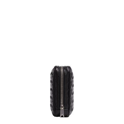 Black Leather Medium Intrecciato Beauty Case