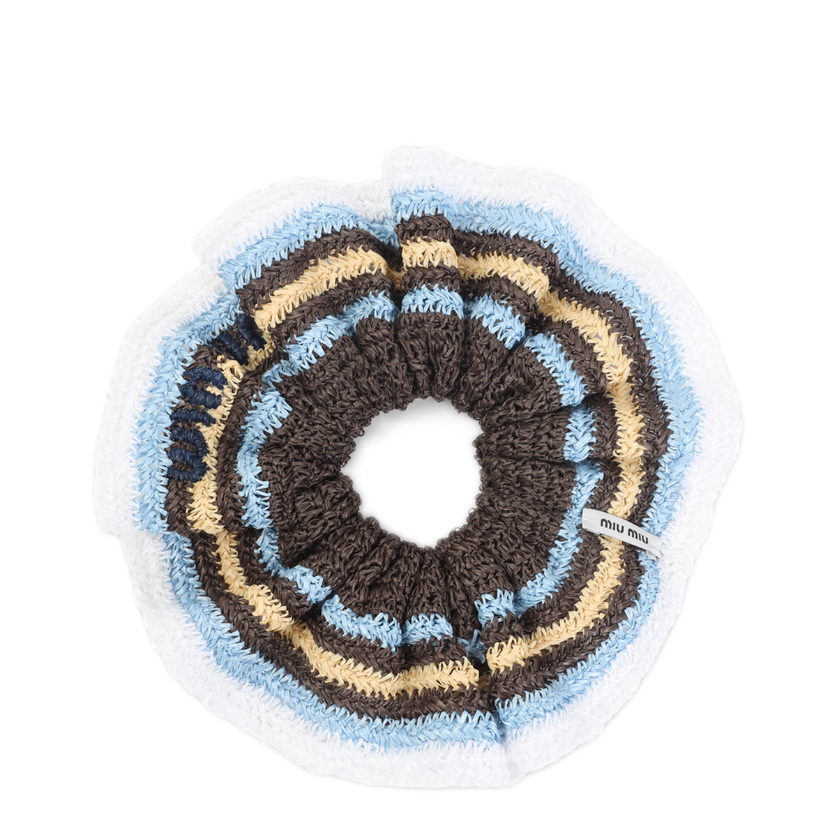 MAYFEYR - Miu Miu - Brown And Light Blue Cotton Scrunchie - 5IF0272CWXF04EM