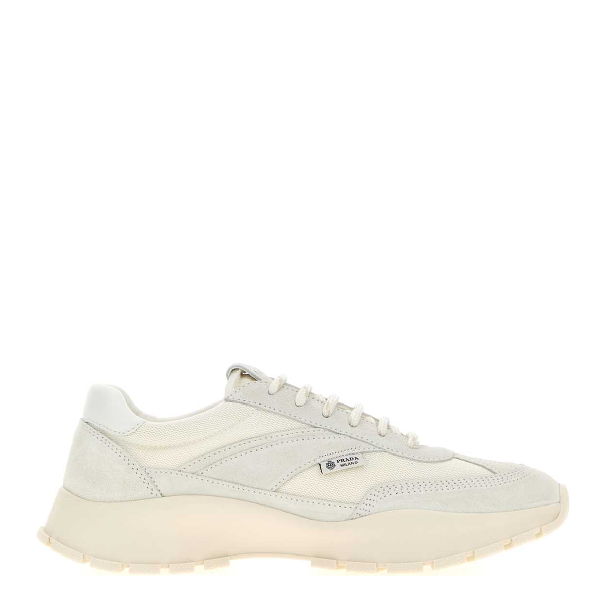 MAYFEYR - Prada - White Suede And Canvas Sneakers - 1E503OF0453ZO7F0009